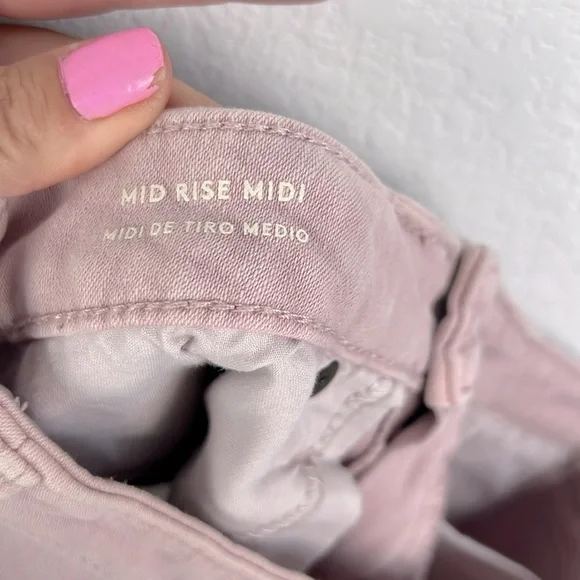 Universal Thread Womens Mid Rise Stretch Midi Denium Jean Pink Short Womens 0 25 - Picture 4 of 4